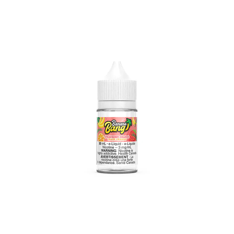 Banana Bang Strawberry Orange E-Liquid – Banana, strawberry, and orange E-Liquid, 30mL bottle with 3mg nicotine