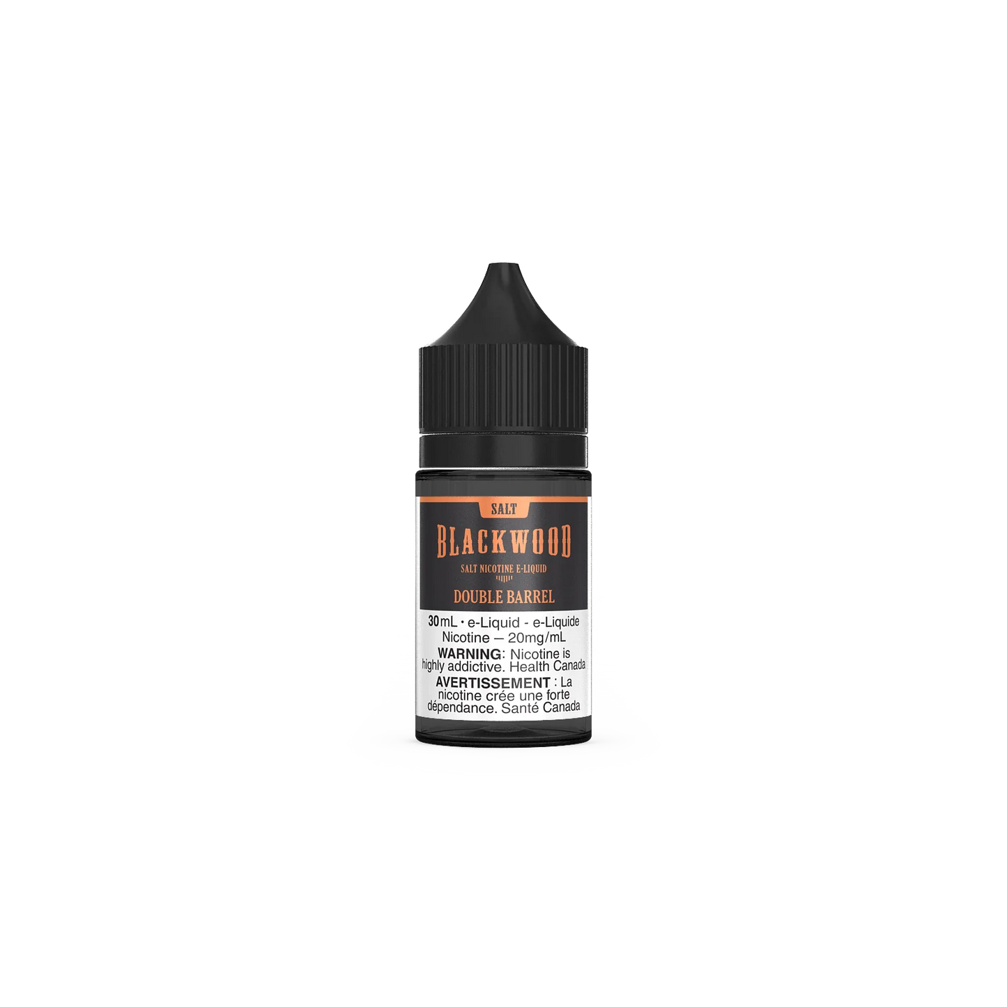 Blackwood Salts – Double Barrel, bold blend of dark and light tobacco with smooth, rich undertones, 30mL bottle with 20mg/mL nicotine salt