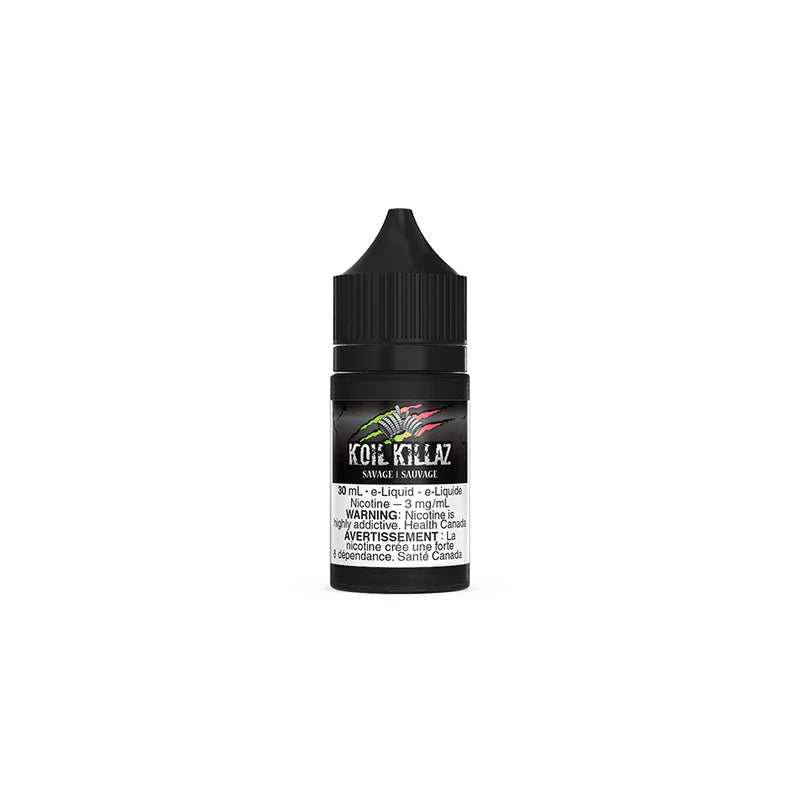 Koil Killaz Savage E-Liquid – Strawberry, kiwi, and watermelon E-Liquid, 30mL bottle with 3mg nicotine