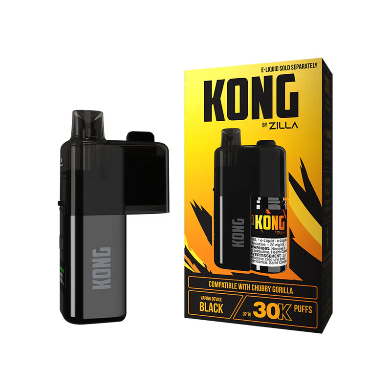 Kong by Zilla Disposable Device – Refillable 2mL pod, 650mAh battery, adjustable airflow, LED screen, compatible with 30mL Chubby Gorilla bottles