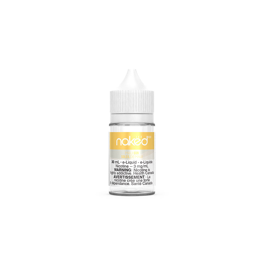 NAKED100 ICE BC E-Liquid – Maui Sun, tropical blend of pineapple, orange, and tangerine with a refreshing icy finish, 30mL bottle with 20mg nicotine salt