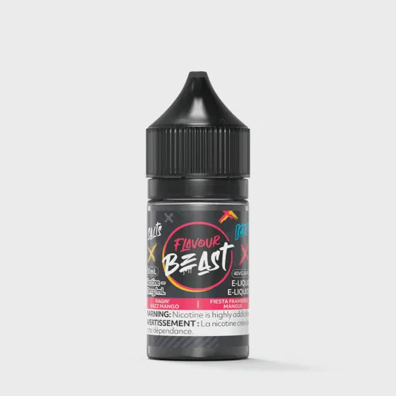 Flavour Beast E-Liquid – Razz Mango, tangy blue raspberry blended with sweet mango, 30mL bottle with 20mg/mL nicotine salt