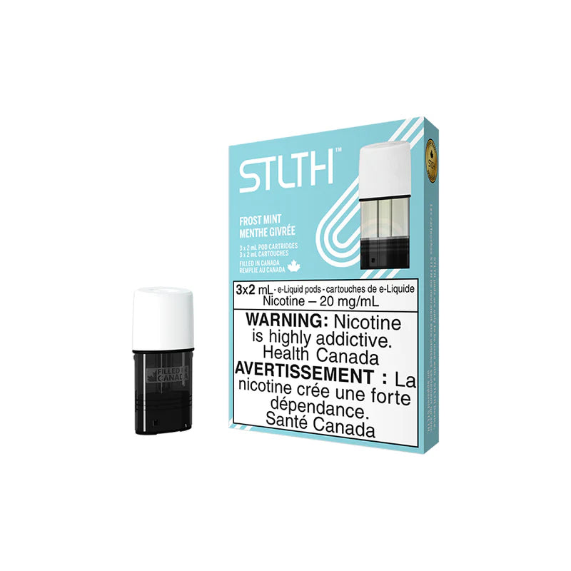 STLTH Pod Pack – Frost Mint, smooth peppermint inhale blended with frosty spearmint exhale, 20mg nicotine salt pods for STLTH devices