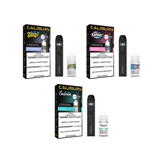 UWELL Caliburn A3 Salt E-Liquid Bundles – Promotional image featuring the Caliburn A3 device and compatible nic salt e-liquids bundled for convenience