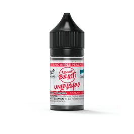 Flavour Beast Unleashed E-Liquid – Apple Peach, a sweet and juicy blend of crisp apple and ripe peach, 30mL bottle with 20mg/mL nicotine salt