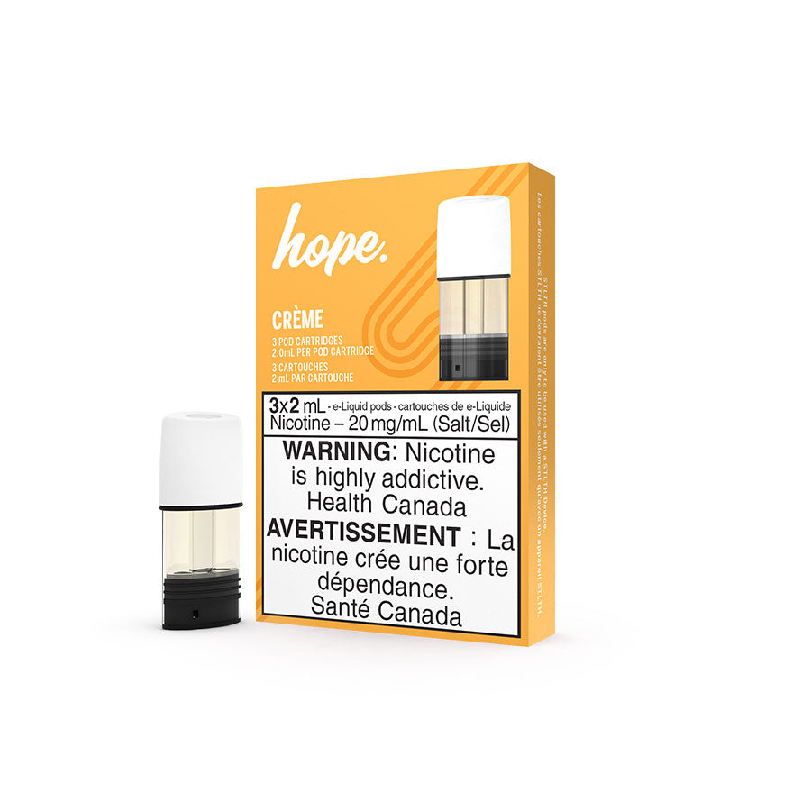 STLTH Pod Pack – Hope Crème, smooth and rich cream-inspired flavour, 3x2mL pods with 20mg/mL nicotine salt, compatible with STLTH devices