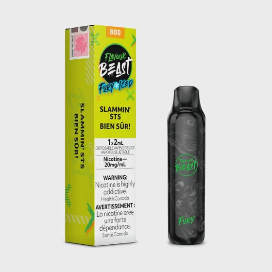Flavour Beast Fury Disposable – Slammin’ STS, sharp sour flavour inspired by tangy fruit blends, 20mg nicotine strength, up to 6000 puffs with rechargeable battery