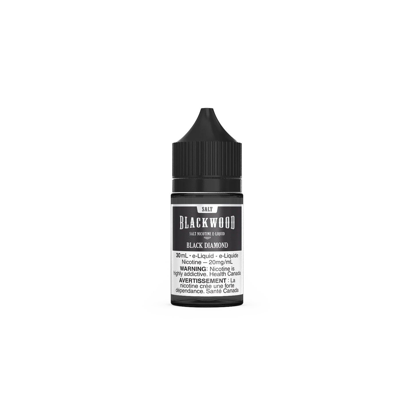 Blackwood Salts – Black Diamond, dark and refined tobacco profile with a bold finish, 30mL bottle with 20mg/mL nicotine salt