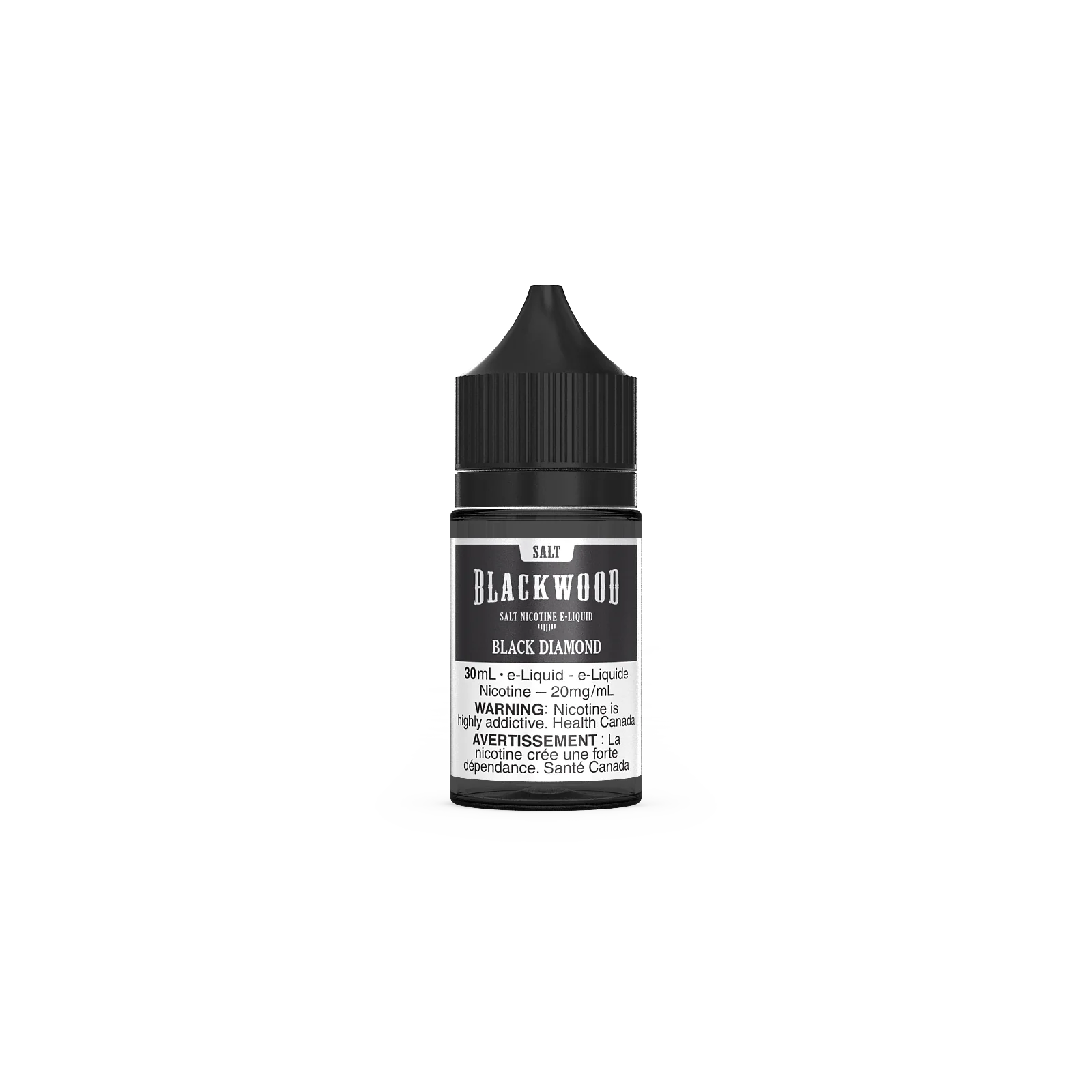 Blackwood Salts – Black Diamond, dark and refined tobacco profile with a bold finish, 30mL bottle with 20mg/mL nicotine salt