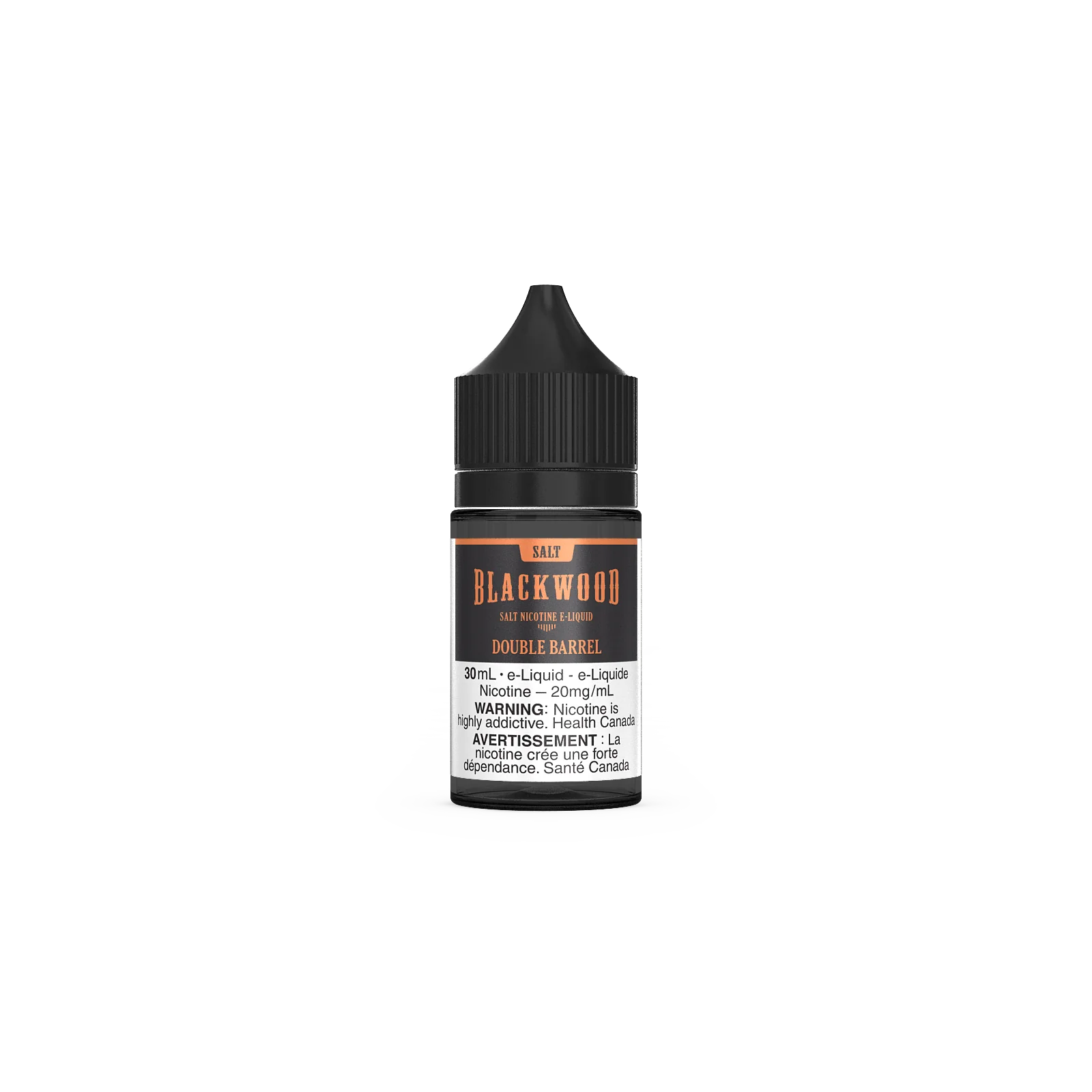 Blackwood Salts – Double Barrel, bold blend of dark and light tobacco with smooth, rich undertones, 30mL bottle with 20mg/mL nicotine salt