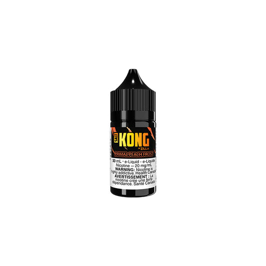 Primal Peach Frost by Kong Salt by Zilla – Juicy peach with a frosty menthol finish, 30mL bottle with 20mg nicotine salt for refillable pod devices